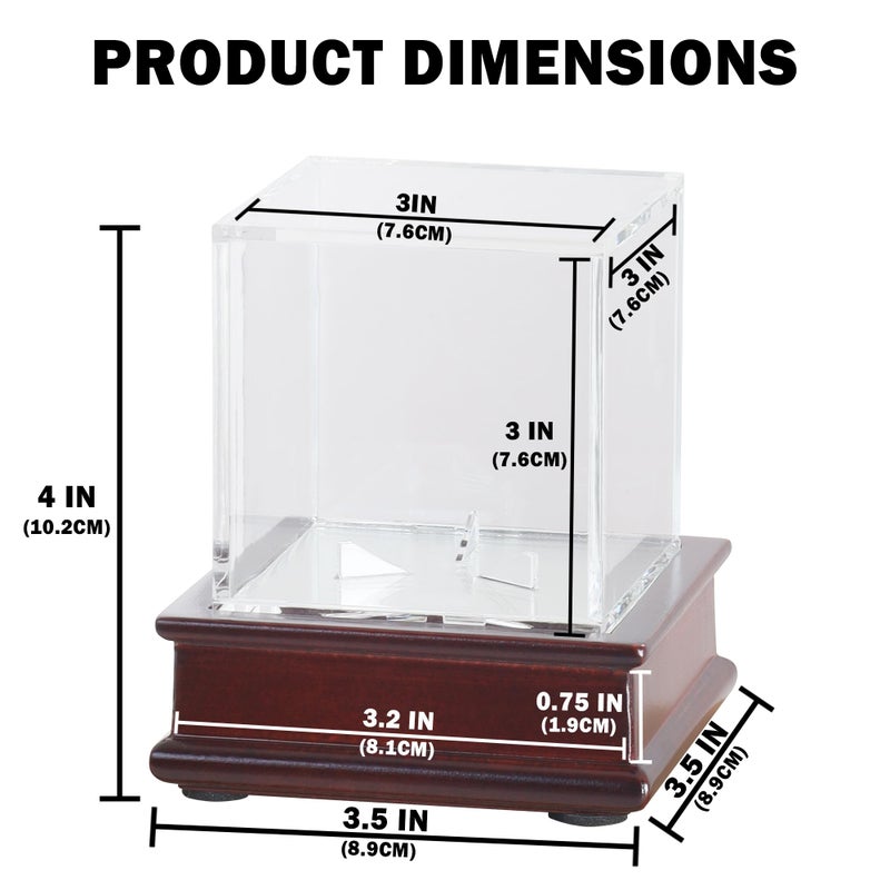 DisplayGifts Baseball Display Case Wooden Lacrosse Ball Stand - 98% UV High Protection All-Sides Closure Cube for a Home Run or Autographed Ball Cherry Finish Bottom - Image 2